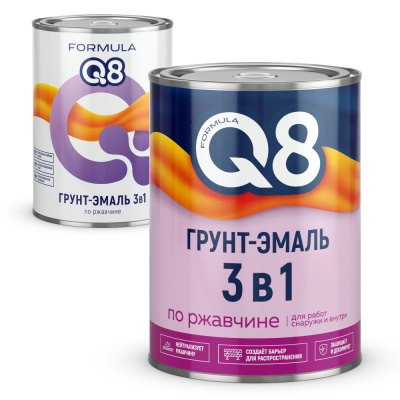 Грунт-эмаль по ржавчине 3в1 серая 0,9кг Q8