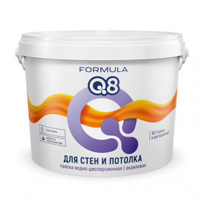 Краска ВД для стен и потолка, белая матовая 13кг Q8 (интерьерная)