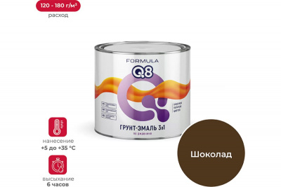 Грунт-эмаль по ржавчине 3в1 коричневая 1,9кг Q8