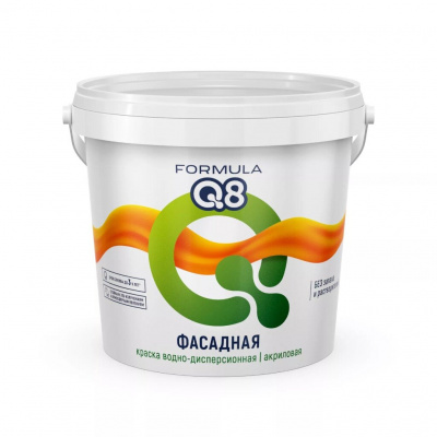 Краска ВД фасадная, белая матовая, 1,4кг Q8
