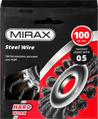Щетка крацовка для УШМ дисковая 100мм, проволока 0,5мм MIRAX