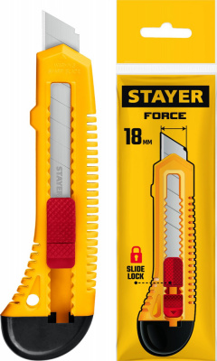 Нож с сегментированным лезвием 18мм STAYER FORCE